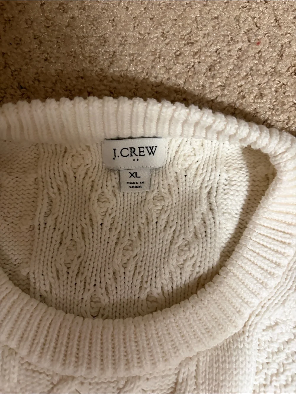 J. Crew Cream Cable-Knit Crewneck Sweater